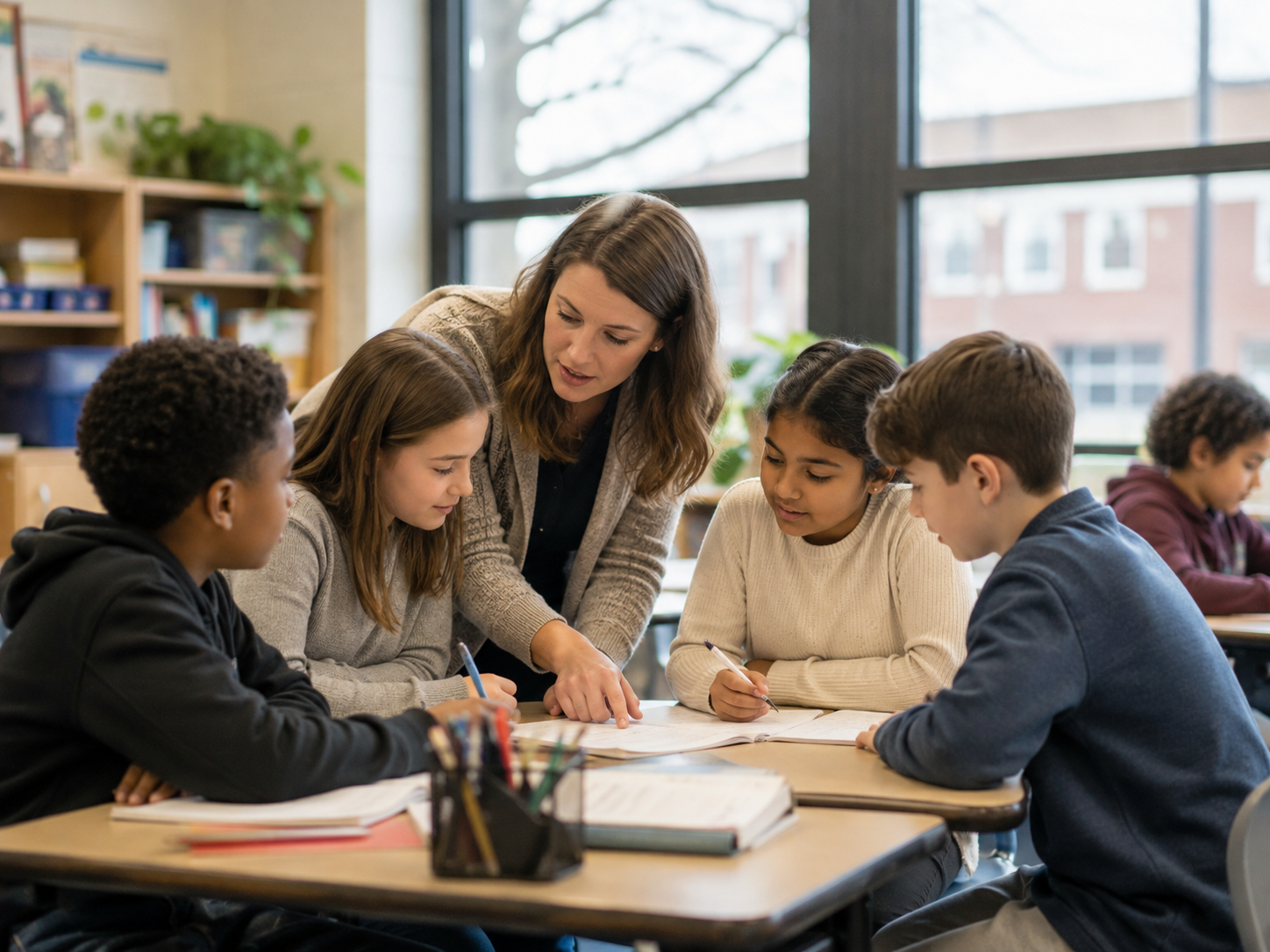 Students and teacher learning together